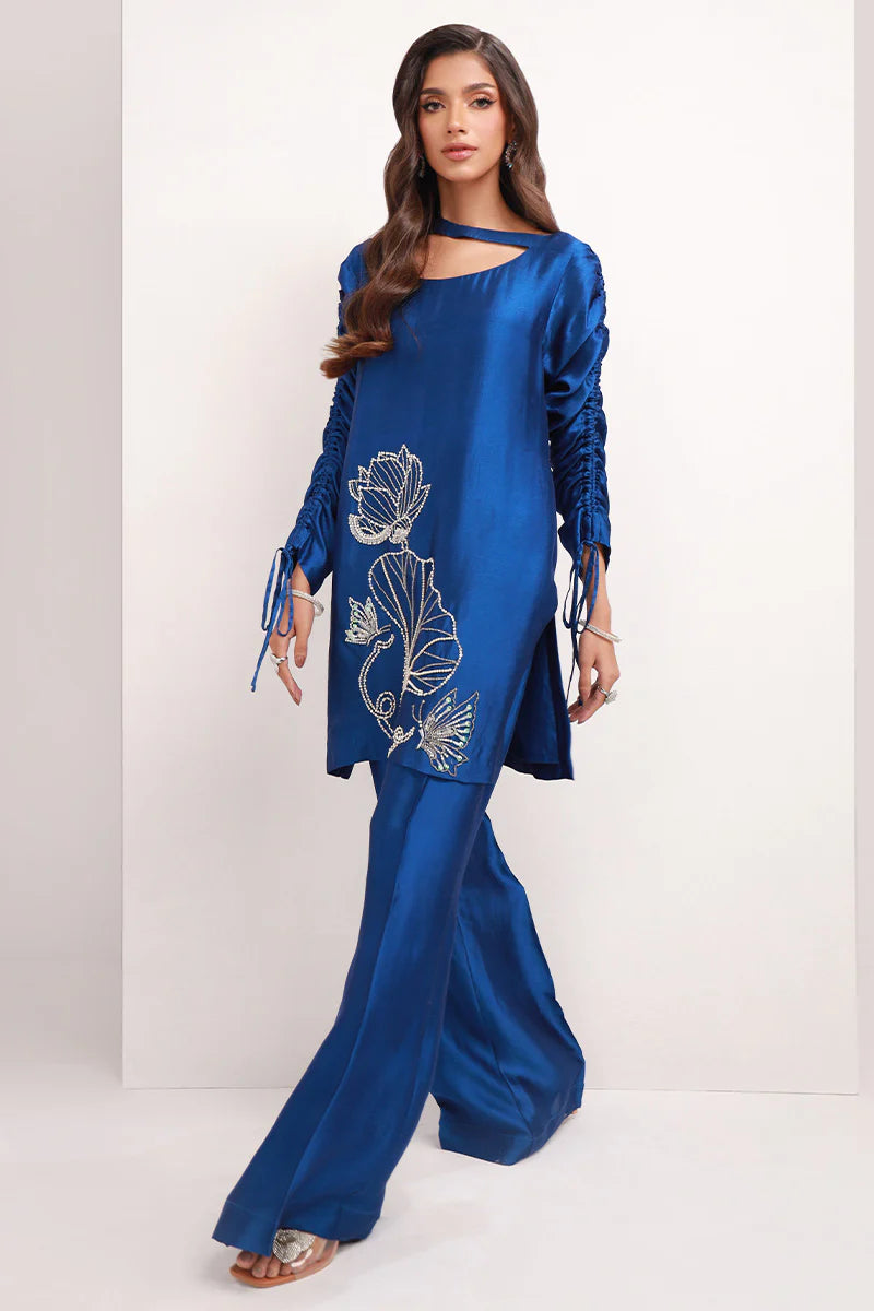 Azure Royal Blue Embellished Silk Co Ord Set Noorjahan Collections Canada