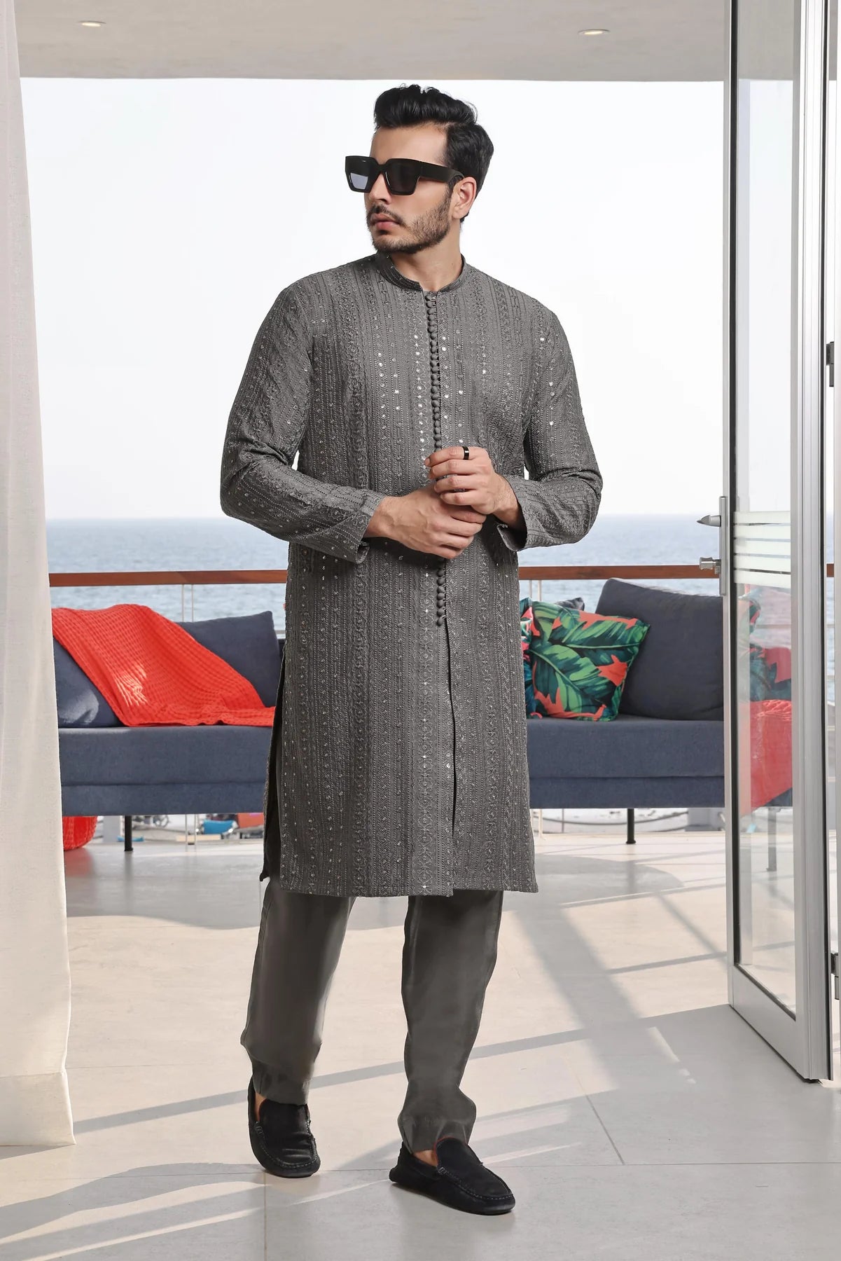 Silver kurta pajama sale