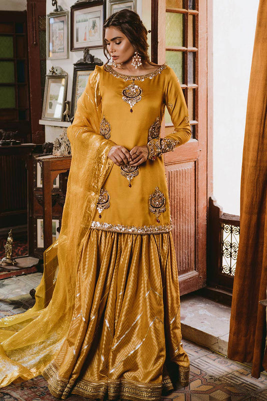 Mohsin Naveed Ranjha | Yellow Embellished Gharara