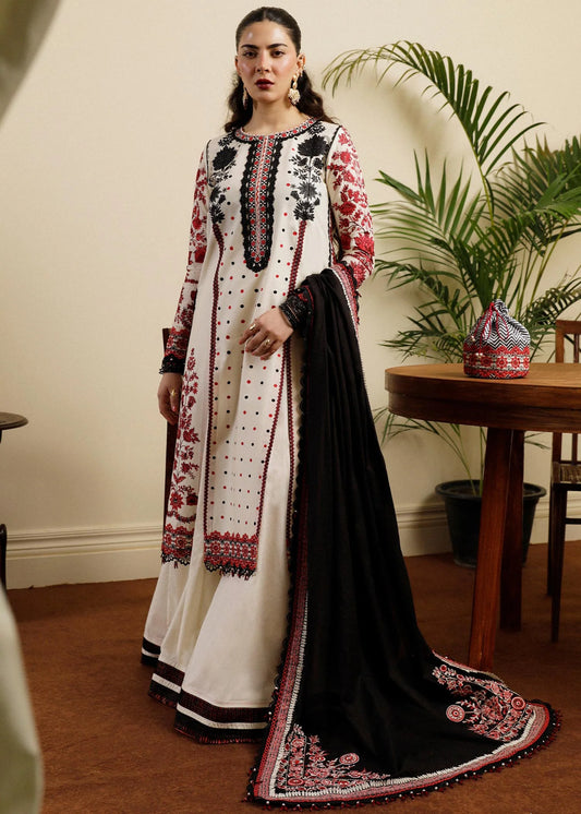 Hussain Rehar | Roseate Embroidered Lawn in Ivory