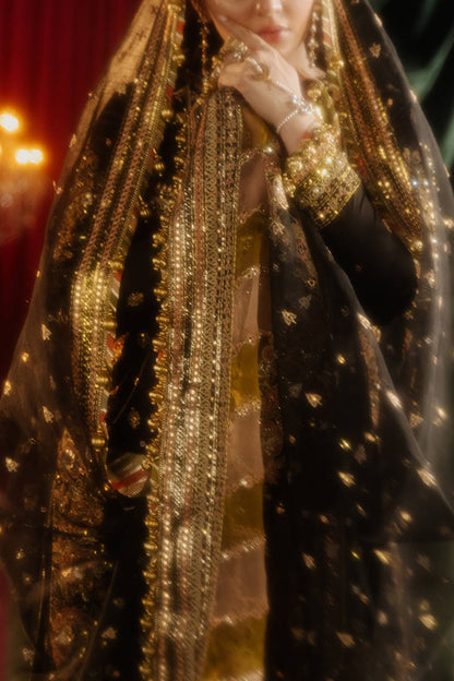 Mohsin Naveed Ranjha | Black Silk Embroidered Embellished Gharara