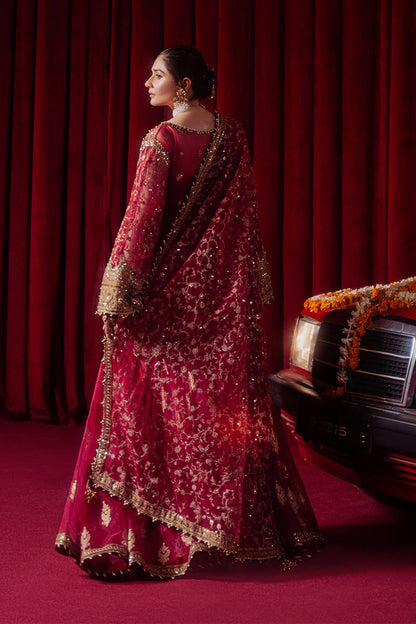 Mohsin Naveed Ranjha | Red Organza Embroidered Gharara