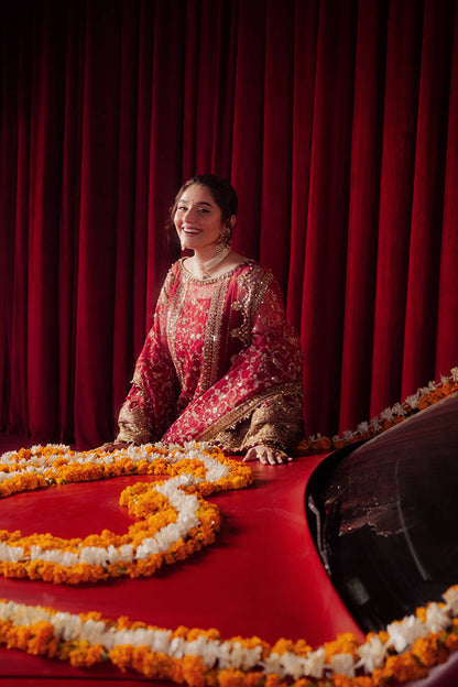 Mohsin Naveed Ranjha | Red Organza Embroidered Gharara