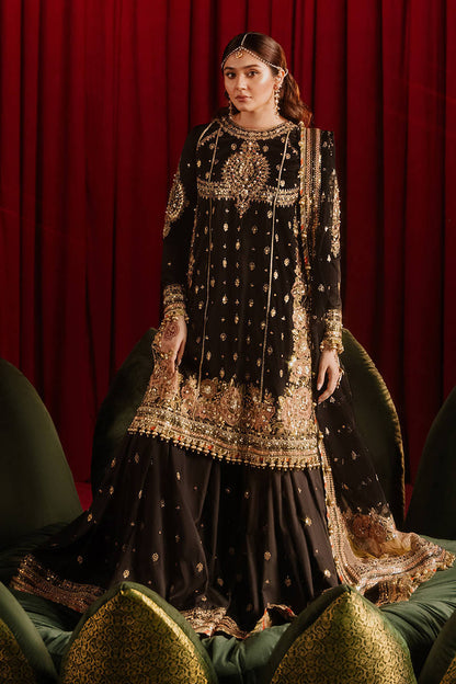 Mohsin Naveed Ranjha | Black Silk Embroidered Embellished Gharara