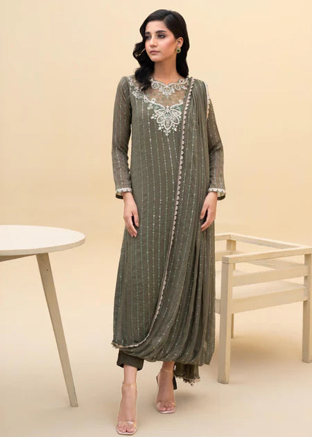 Maya | Green Chiffon Embroidered Suit