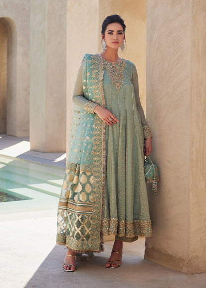 Kanwal Malik | Mint Green Masoori Hand Embellished Pishwas Dress