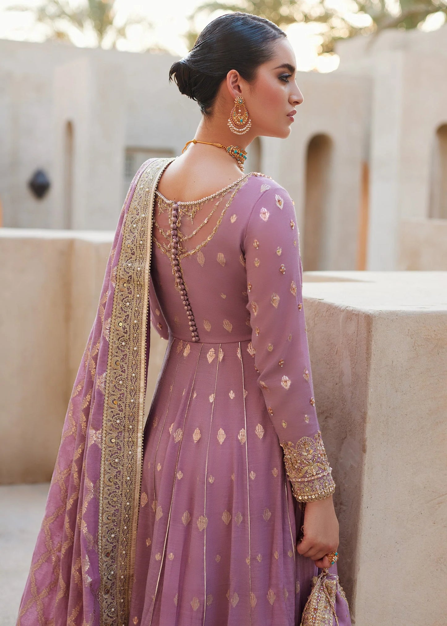 Kanwal Malik | Lilac Hand Embellished Lawn Silk Pishwas