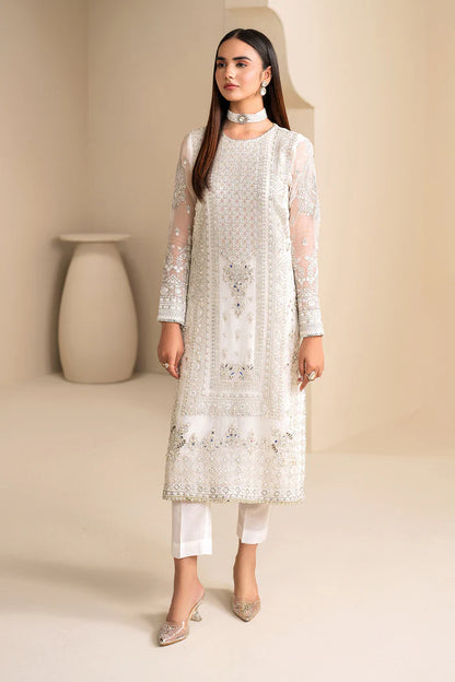 Baroque | White Chiffon Hand Embroidered Suit