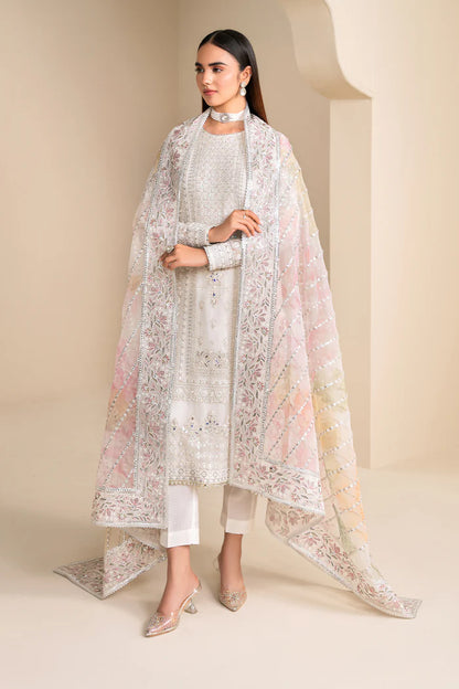 Baroque | White Chiffon Hand Embroidered Suit