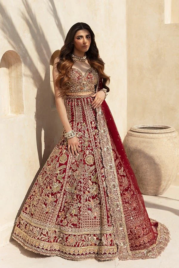 Soraya | Red Net Embellished Bridal Lehenga Choli