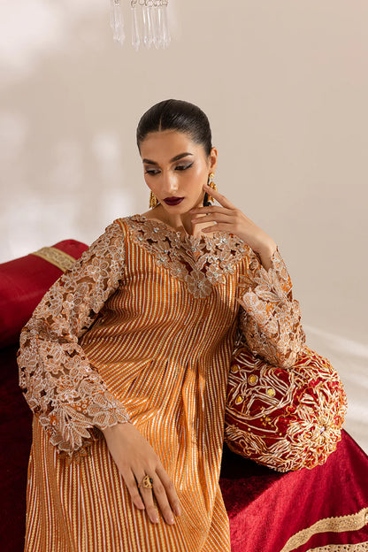 Hala | Rust Cut Work Chiffon Kaftan