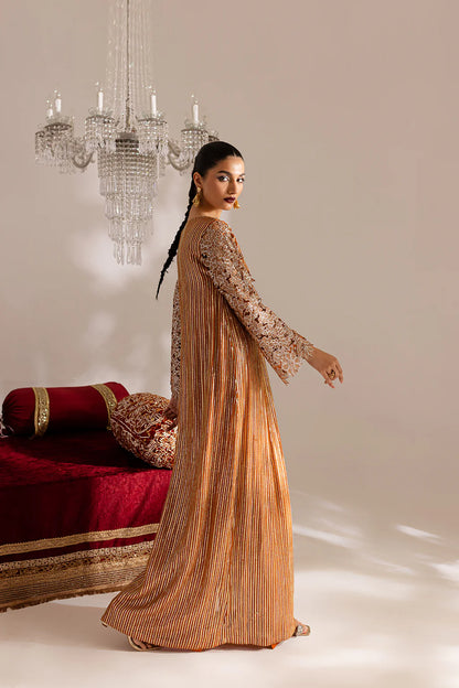 Hala | Rust Cut Work Chiffon Kaftan