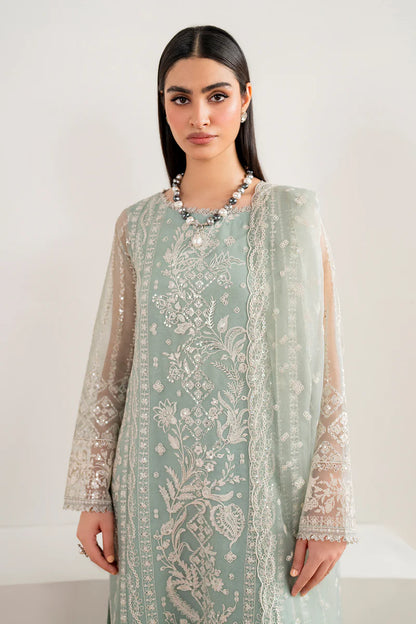 Baroque | Green Chiffon Embroidered Suit