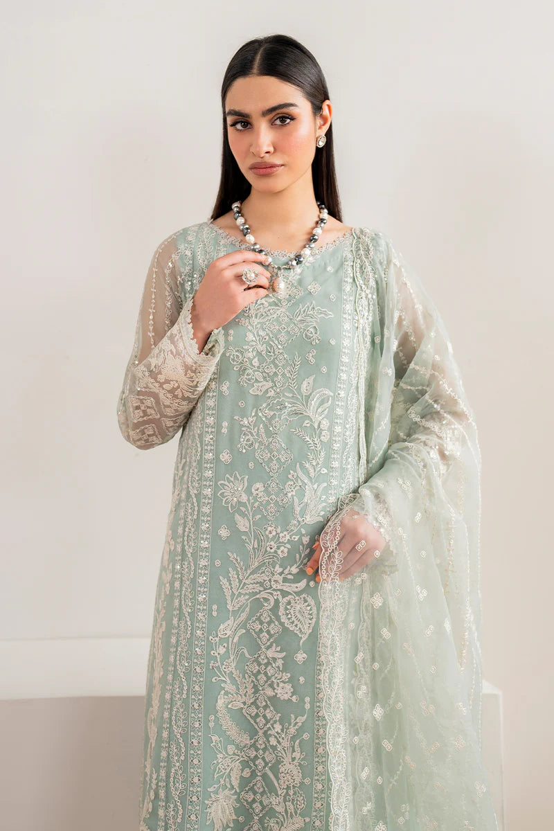 Baroque | Green Chiffon Embroidered Suit