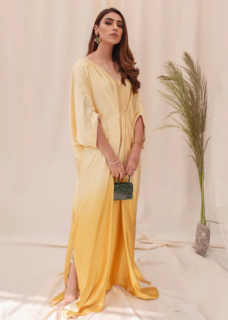 Citrine |  Citrine Yellow Ombre Silk Kaftan