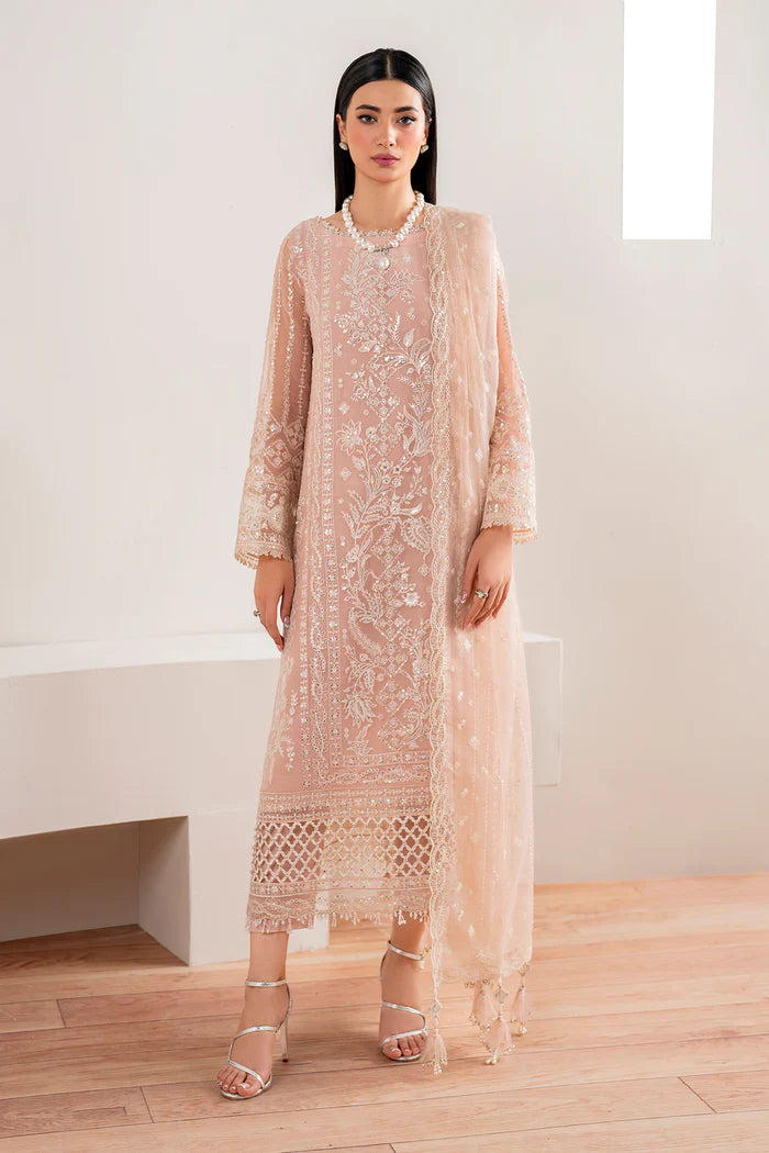 Baroque | Pink Chiffon Embroidered Suit