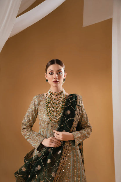 Suhana | Green Chiffon Embroidered Lehenga