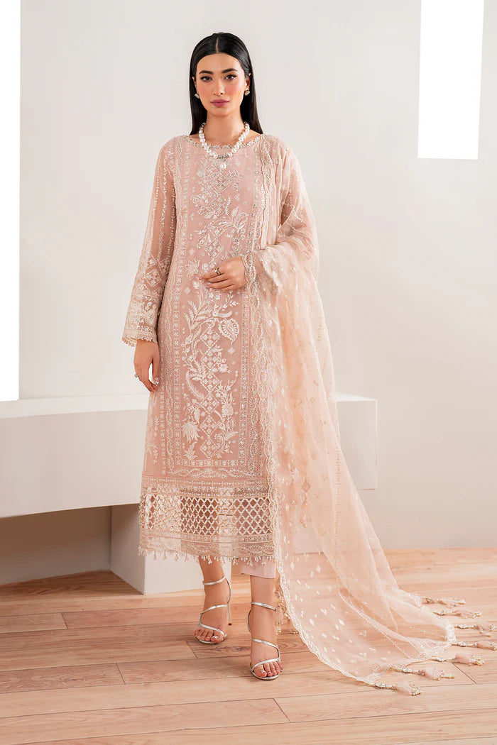 Baroque | Pink Chiffon Embroidered Suit