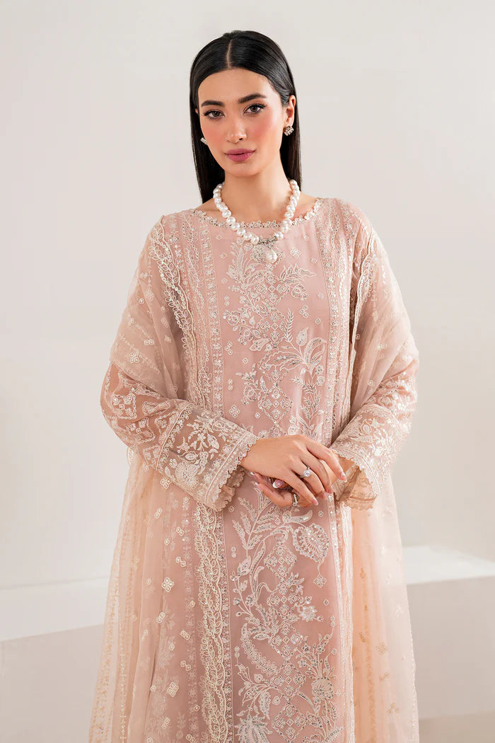 Baroque | Pink Chiffon Embroidered Suit