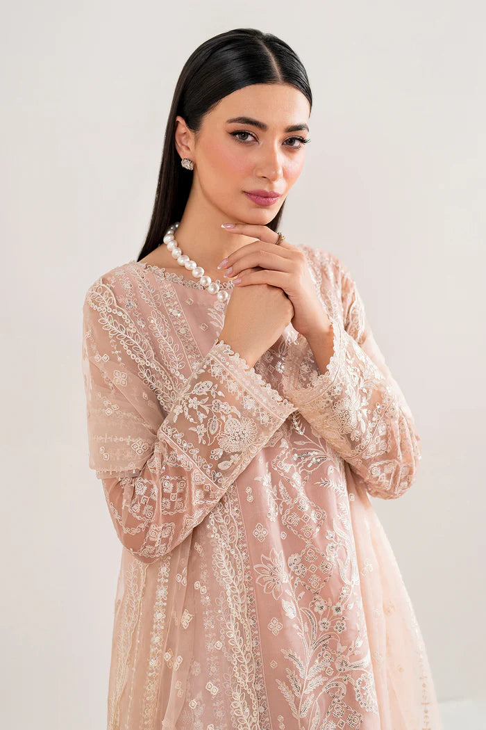 Baroque | Pink Chiffon Embroidered Suit