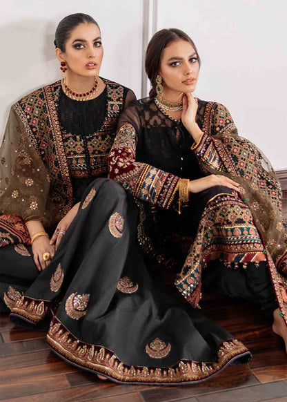 BAROQUE | Embroidered Net Festive Wear Churidar Suit