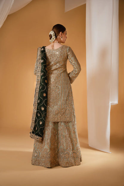 Suhana | Green Chiffon Embroidered Lehenga