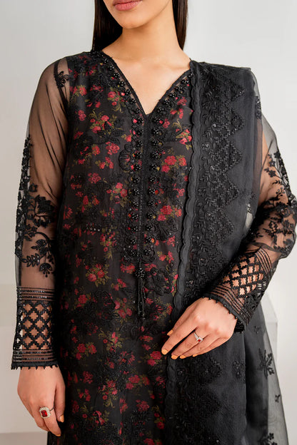 Baroque | Black Organza Embroidered Suit