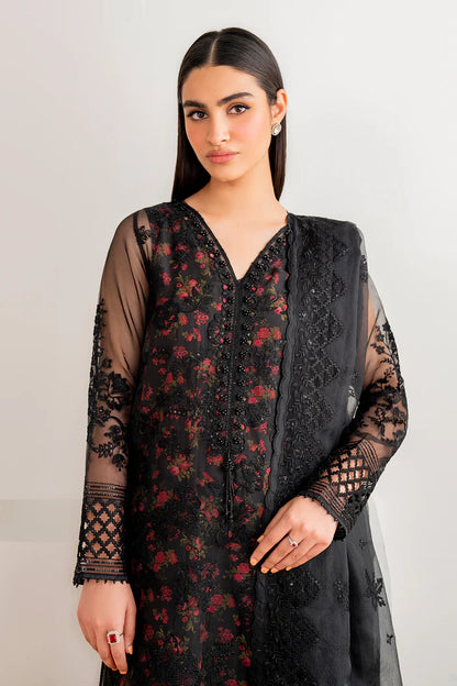 Baroque | Black Organza Embroidered Suit