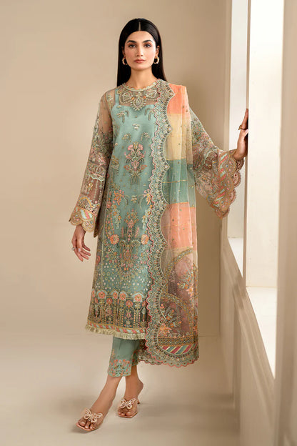 Baroque | Mint Green Net Embroidered Suit