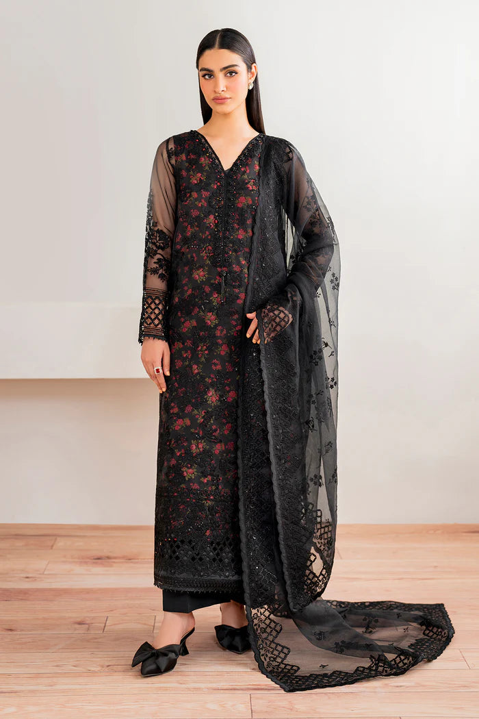 Baroque | Black Organza Embroidered Suit