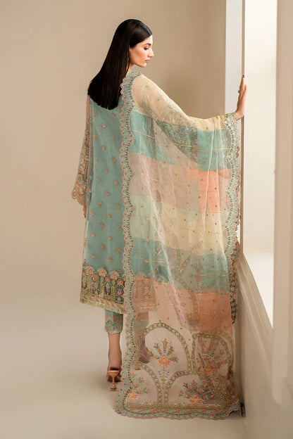 Baroque | Mint Green Net Embroidered Suit