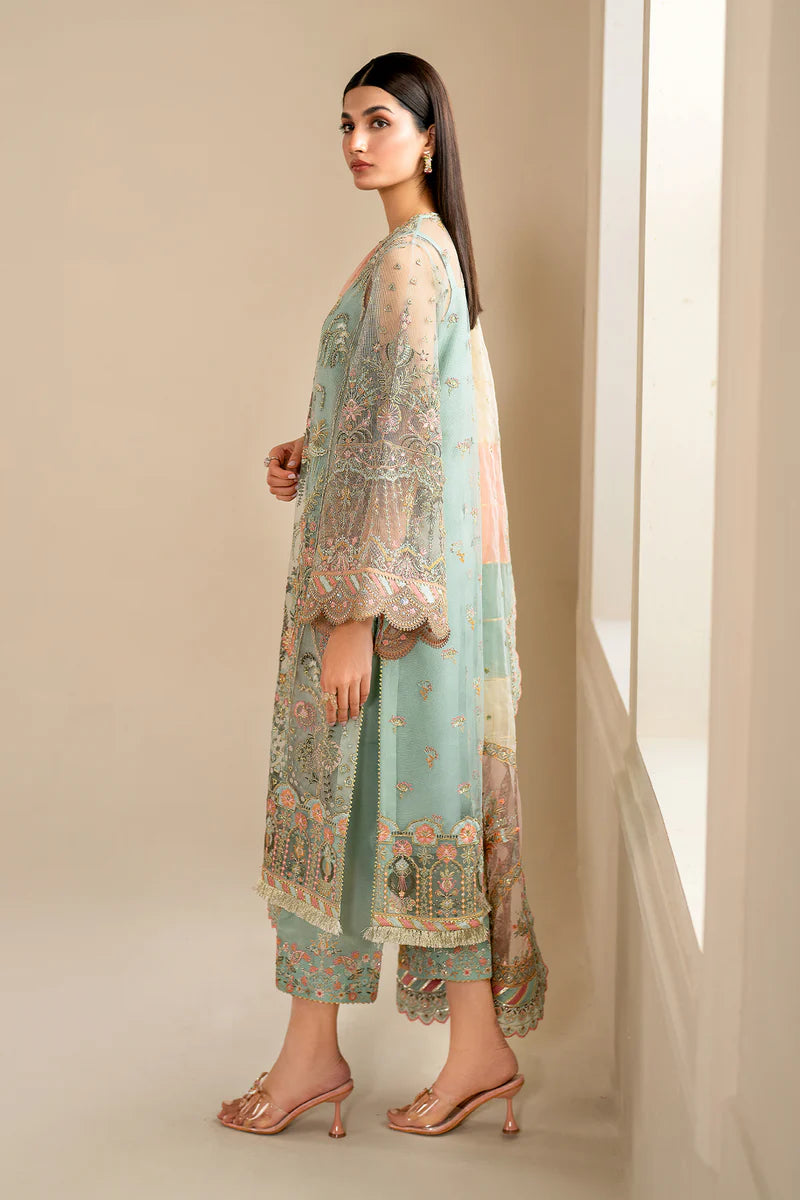 Baroque | Mint Green Net Embroidered Suit