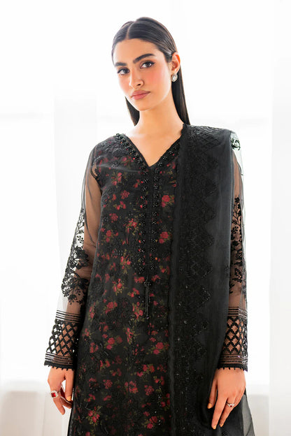 Baroque | Black Organza Embroidered Suit