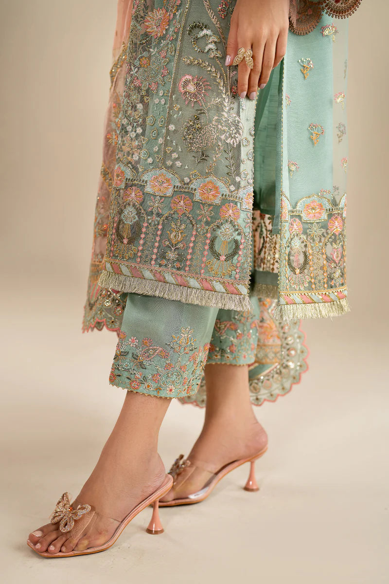 Baroque | Mint Green Net Embroidered Suit