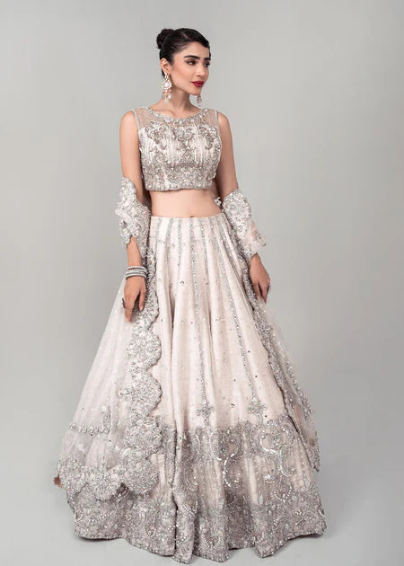 Moonlit | White Hand Embellished Organza Lehenga Choli