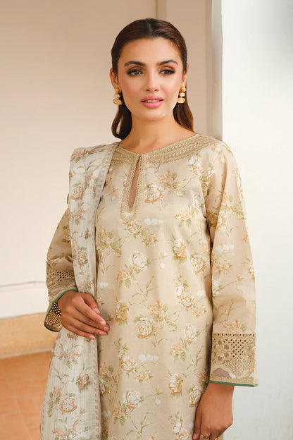 Baroque | Beige Printed Lawn Suit