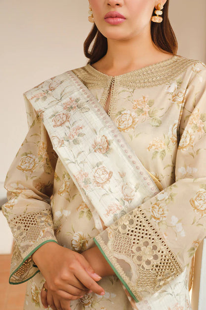 Baroque | Beige Printed Lawn Suit