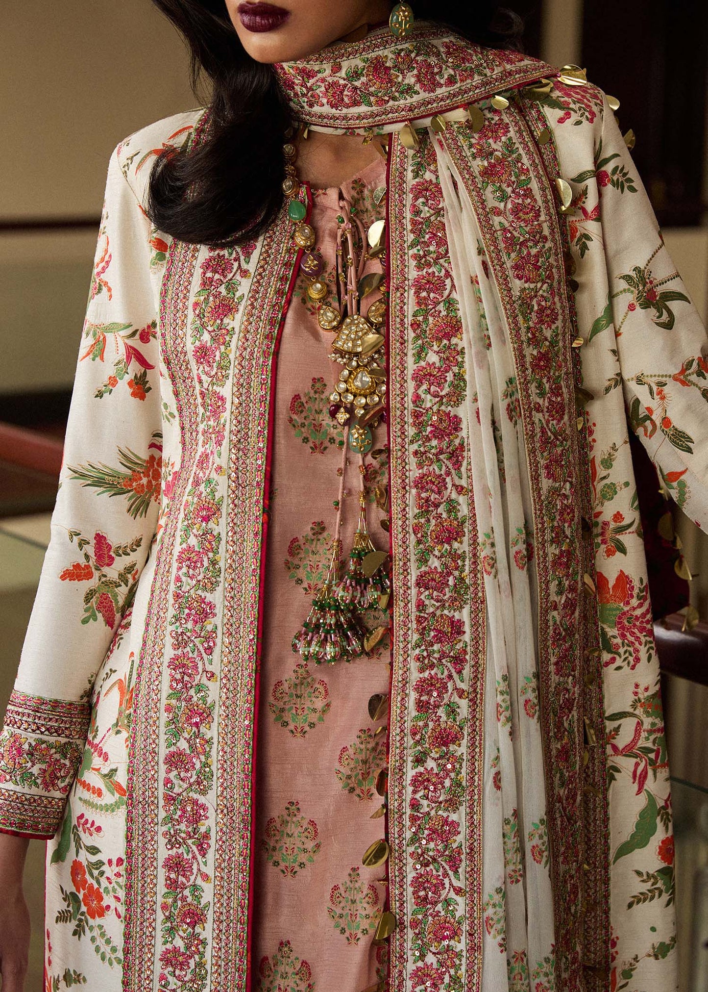 Hussain Rehar | Silk Jacket Embroidered Suit