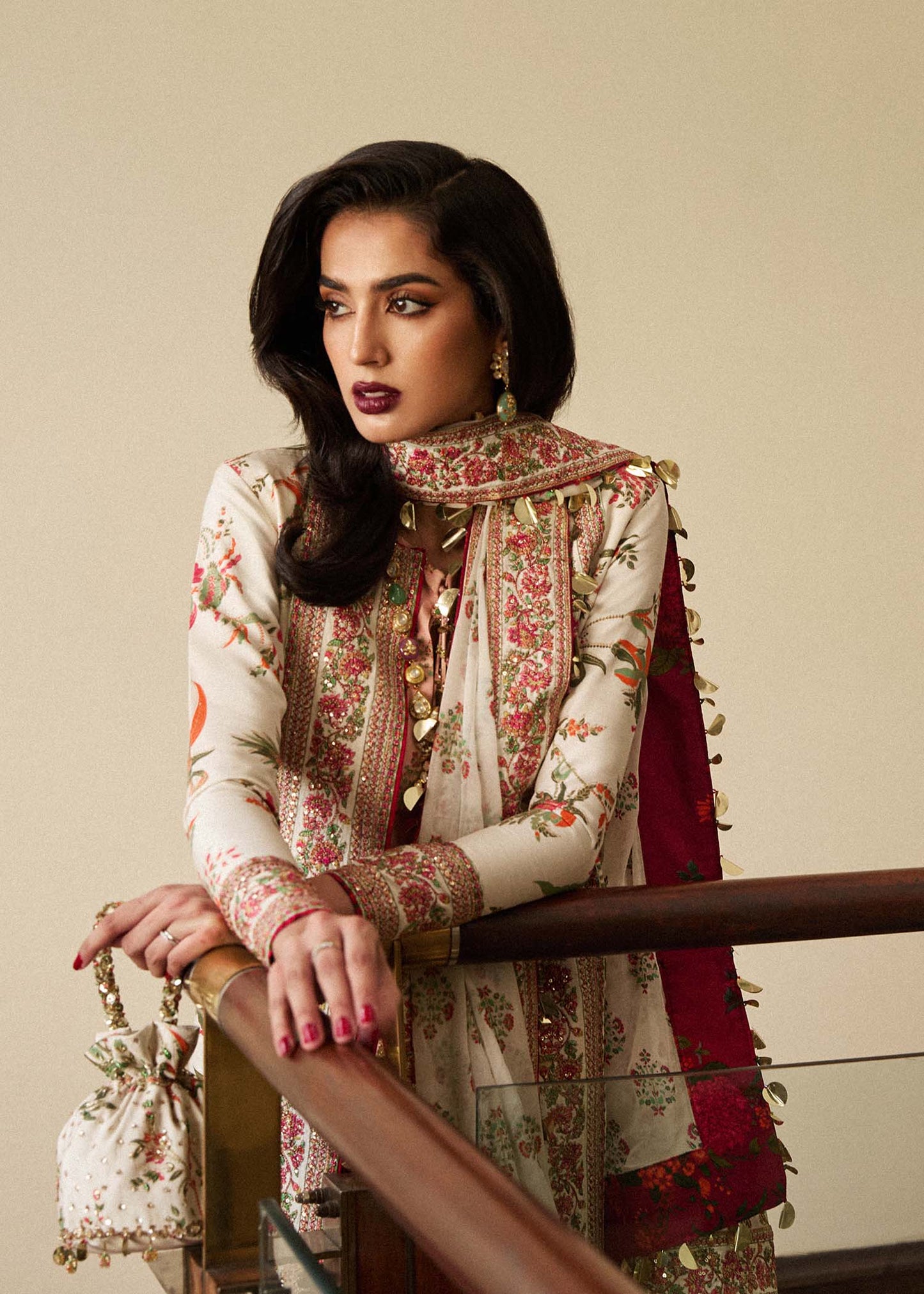 Hussain Rehar | Silk Jacket Embroidered Suit