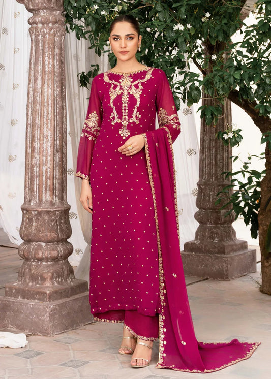 EREM | Pink Chiffon Embroidered Suit