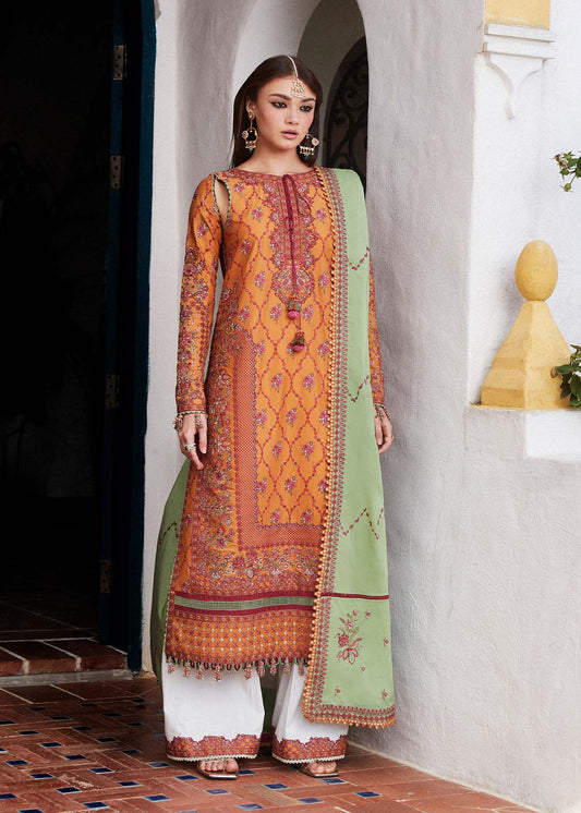 Hussain Rehar | Mustard Embroidered Lawn Suit