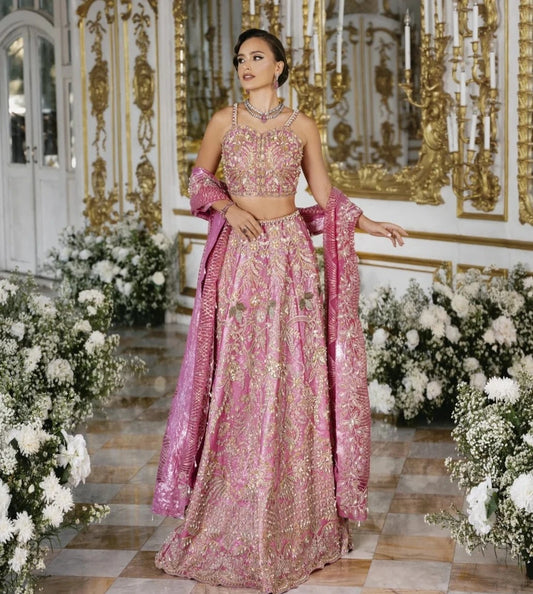 Roseann | Wedding Wear Net Embellished Lehenga