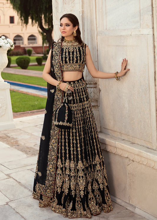 Chandni | Kanwal Malik Black Hand Embellished Bridal Lehenga Choli