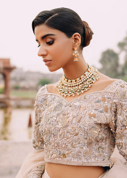 Noor Bano | Ivory Tissue Embellished Lehenga Choli