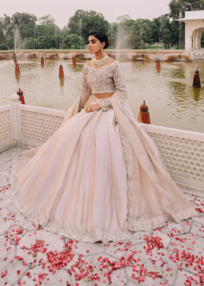 Noor Bano | Ivory Tissue Embellished Lehenga Choli