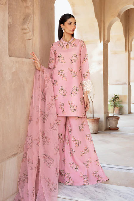 Nimra | Peach Silk Lawn Sharara