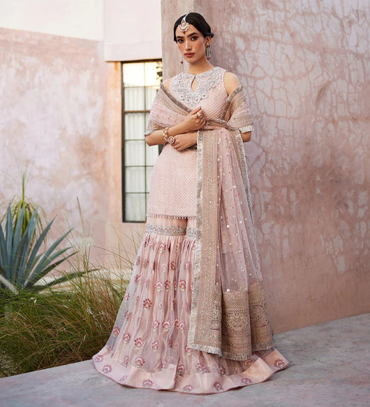 Faiza Saqlain | Embroidered & Embellished Chiffon Gharara