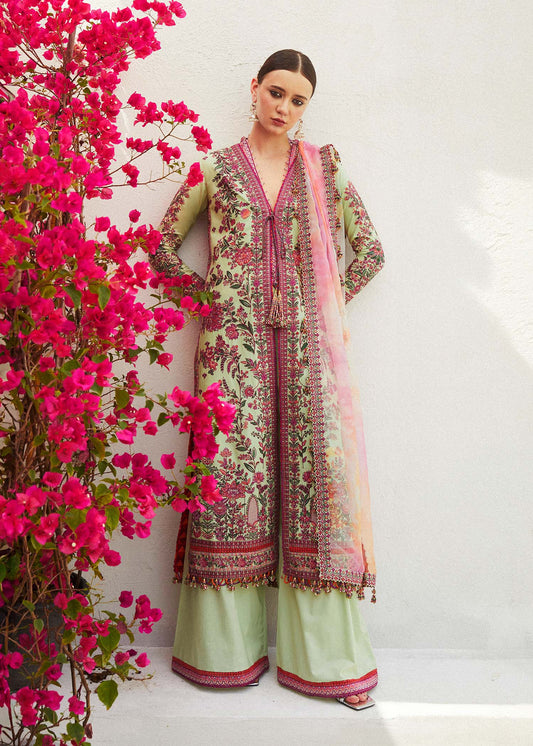 Hussain Rehar | Mint Green  Embroidered Lawn Suit