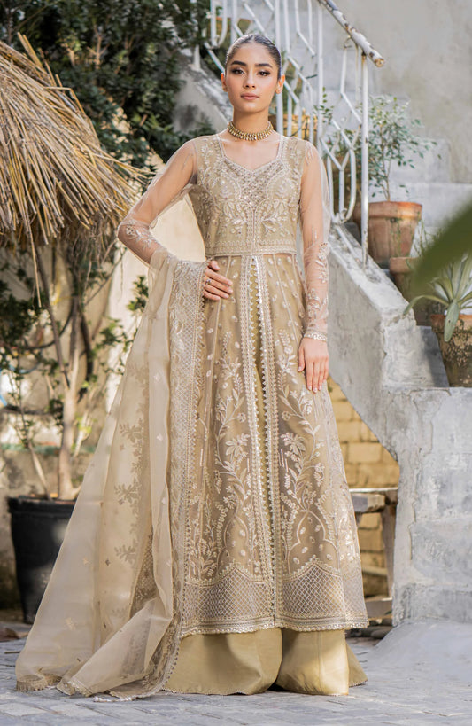 Hema | Gold Embroidered Net Sharara