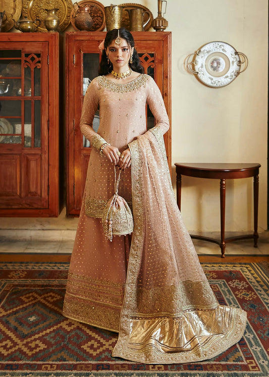 Hala | Pink Embellished Jamawar Sharara